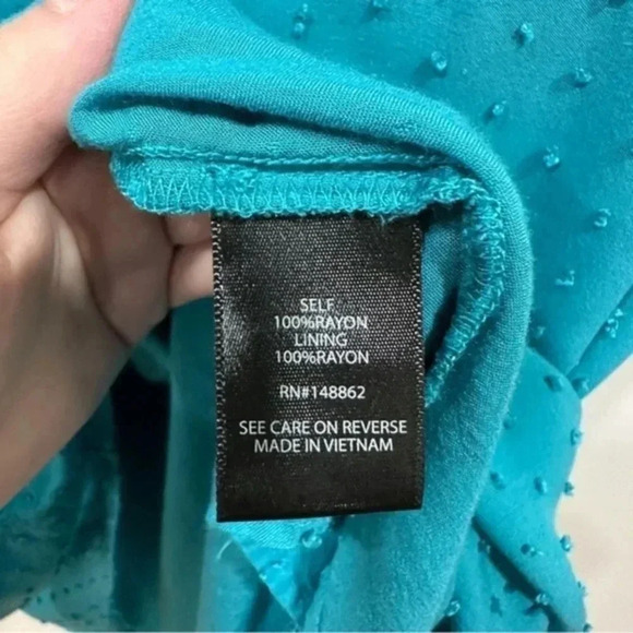 Torrid Swiss Dot Ruffle Trim Mock Neck Top 4 (4x) - Picture 7 of 8